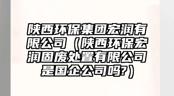 陜西環(huán)保集團宏潤有限公司（陜西環(huán)保宏潤固廢處置有限公司是國企公司嗎?）