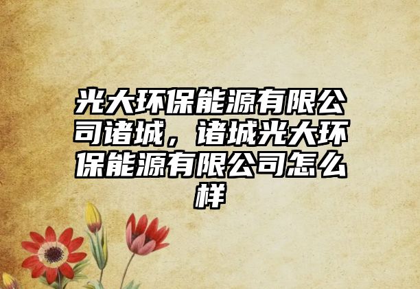 光大環(huán)保能源有限公司諸城，諸城光大環(huán)保能源有限公司怎么樣