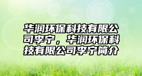 華潤環(huán)保科技有限公司李寧，華潤環(huán)?？萍加邢薰纠顚幒喗?/> 
									</a>
									<h4 class=