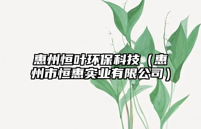 惠州恒葉環(huán)?？萍迹ɑ葜菔泻慊輰?shí)業(yè)有限公司）