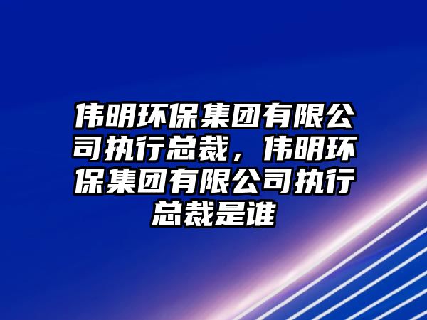 偉明環(huán)保集團(tuán)有限公司執(zhí)行總裁，偉明環(huán)保集團(tuán)有限公司執(zhí)行總裁是誰