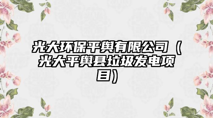 光大環(huán)保平輿有限公司（光大平輿縣垃圾發(fā)電項目）