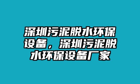 深圳污泥脫水環(huán)保設(shè)備，深圳污泥脫水環(huán)保設(shè)備廠家