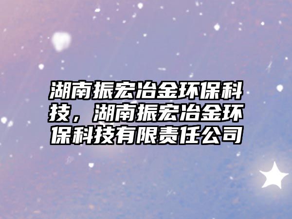 湖南振宏冶金環(huán)?？萍?，湖南振宏冶金環(huán)保科技有限責任公司