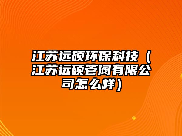 江蘇遠碩環(huán)?？萍迹ńK遠碩管閥有限公司怎么樣）