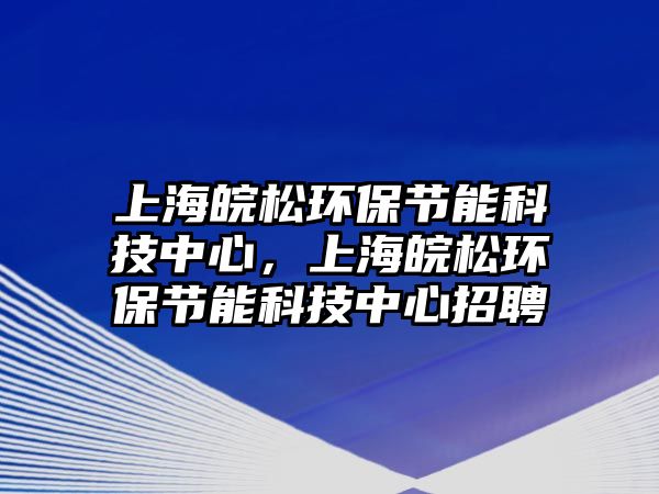 上海皖松環(huán)保節(jié)能科技中心，上海皖松環(huán)保節(jié)能科技中心招聘