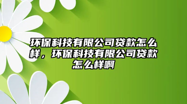 環(huán)保科技有限公司貸款怎么樣，環(huán)?？萍加邢薰举J款怎么樣啊