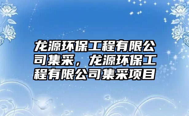 龍源環(huán)保工程有限公司集采，龍源環(huán)保工程有限公司集采項目