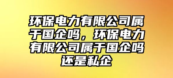 環(huán)保電力有限公司屬于國(guó)企嗎，環(huán)保電力有限公司屬于國(guó)企嗎還是私企