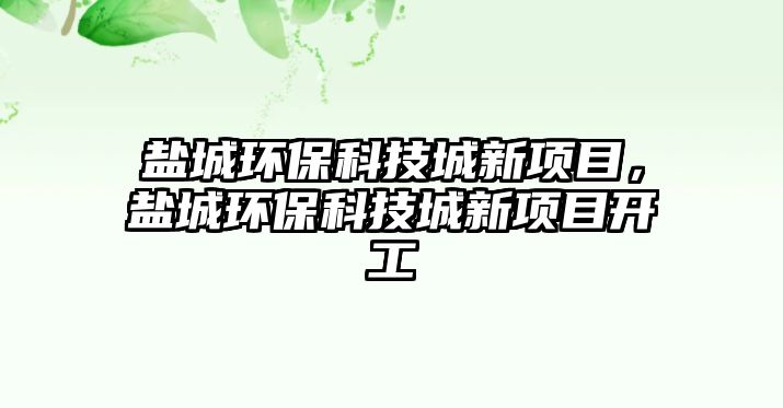 鹽城環(huán)保科技城新項(xiàng)目，鹽城環(huán)?？萍汲切马?xiàng)目開工