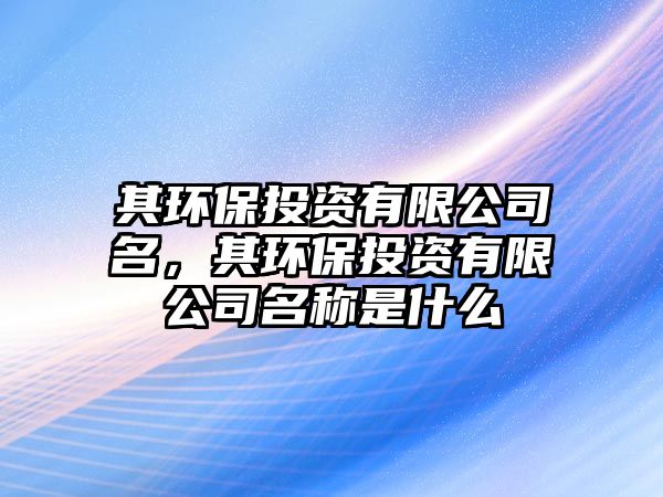 其環(huán)保投資有限公司名，其環(huán)保投資有限公司名稱是什么