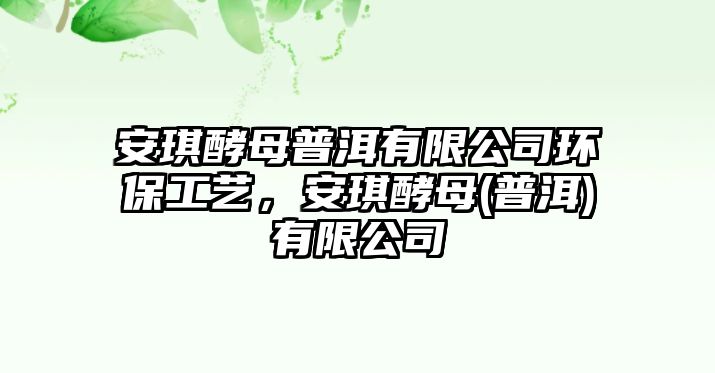 安琪酵母普洱有限公司環(huán)保工藝，安琪酵母(普洱)有限公司