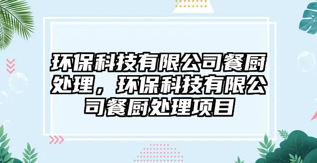 環(huán)保科技有限公司餐廚處理，環(huán)?？萍加邢薰静蛷N處理項(xiàng)目