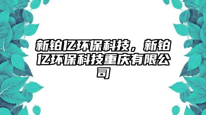 新鉑億環(huán)?？萍迹裸K億環(huán)?？萍贾貞c有限公司