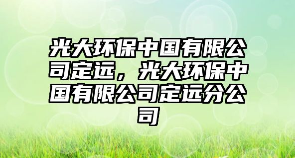 光大環(huán)保中國(guó)有限公司定遠(yuǎn)，光大環(huán)保中國(guó)有限公司定遠(yuǎn)分公司