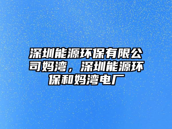 深圳能源環(huán)保有限公司媽灣，深圳能源環(huán)保和媽灣電廠