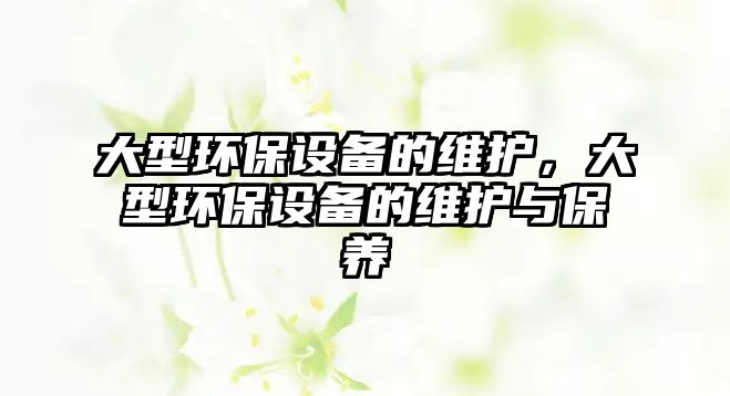 大型環(huán)保設(shè)備的維護，大型環(huán)保設(shè)備的維護與保養(yǎng)