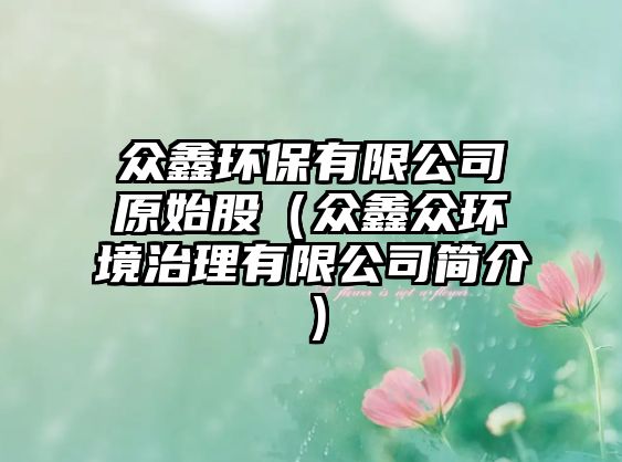 眾鑫環(huán)保有限公司原始股（眾鑫眾環(huán)境治理有限公司簡(jiǎn)介）