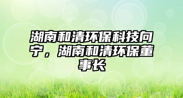 湖南和清環(huán)?？萍枷?qū)帲虾颓瀛h(huán)保董事長(zhǎng)