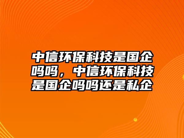 中信環(huán)?？萍际菄髥釂?，中信環(huán)保科技是國企嗎嗎還是私企