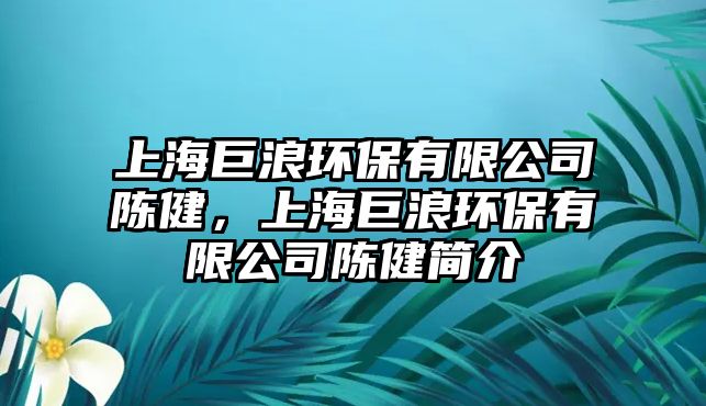 上海巨浪環(huán)保有限公司陳健，上海巨浪環(huán)保有限公司陳健簡(jiǎn)介