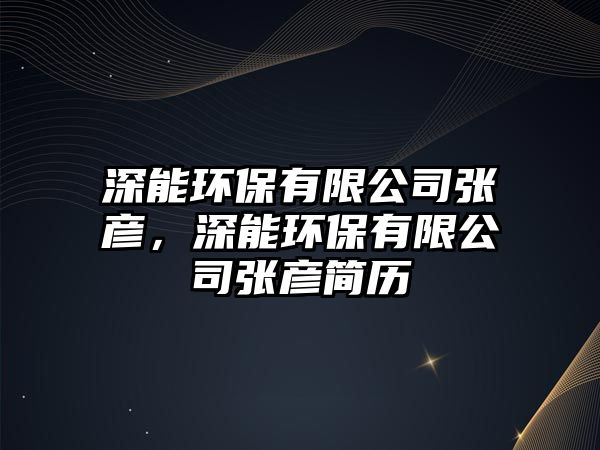 深能環(huán)保有限公司張彥，深能環(huán)保有限公司張彥簡(jiǎn)歷