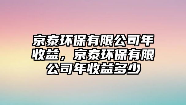 京泰環(huán)保有限公司年收益，京泰環(huán)保有限公司年收益多少