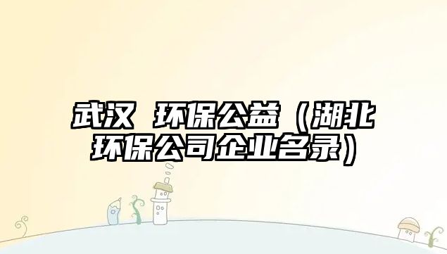 武漢 環(huán)保公益（湖北環(huán)保公司企業(yè)名錄）