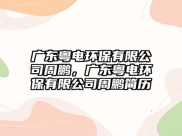 廣東粵電環(huán)保有限公司周鵬，廣東粵電環(huán)保有限公司周鵬簡(jiǎn)歷