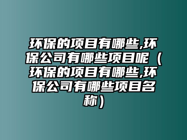 環(huán)保的項(xiàng)目有哪些,環(huán)保公司有哪些項(xiàng)目呢（環(huán)保的項(xiàng)目有哪些,環(huán)保公司有哪些項(xiàng)目名稱）