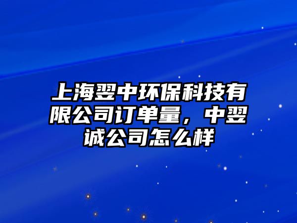 上海翌中環(huán)保科技有限公司訂單量，中翌誠公司怎么樣