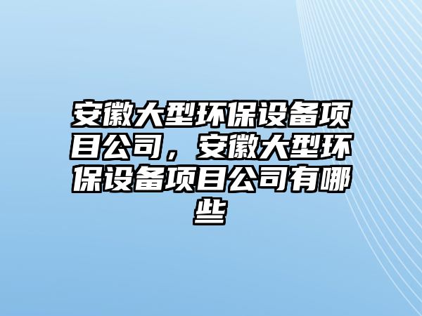 安徽大型環(huán)保設(shè)備項目公司，安徽大型環(huán)保設(shè)備項目公司有哪些