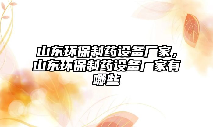 山東環(huán)保制藥設(shè)備廠家，山東環(huán)保制藥設(shè)備廠家有哪些