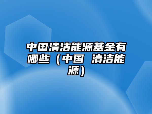 中國清潔能源基金有哪些（中國 清潔能源）