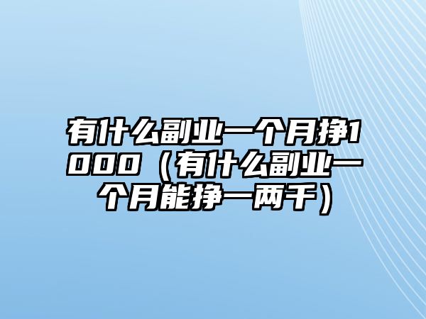 有什么副業(yè)一個(gè)月掙1000（有什么副業(yè)一個(gè)月能掙一兩千）