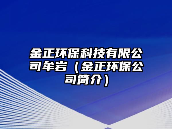 金正環(huán)保科技有限公司牟巖（金正環(huán)保公司簡介）