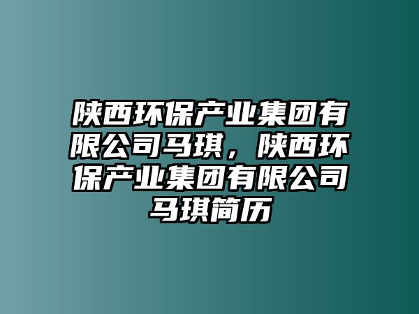 陜西環(huán)保產(chǎn)業(yè)集團有限公司馬琪，陜西環(huán)保產(chǎn)業(yè)集團有限公司馬琪簡歷