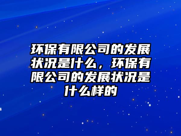 環(huán)保有限公司的發(fā)展狀況是什么，環(huán)保有限公司的發(fā)展狀況是什么樣的