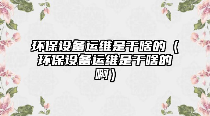 環(huán)保設(shè)備運維是干啥的（環(huán)保設(shè)備運維是干啥的?。?/> 
									</a>
									<h4 class=