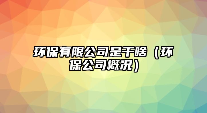 環(huán)保有限公司是干啥（環(huán)保公司概況）