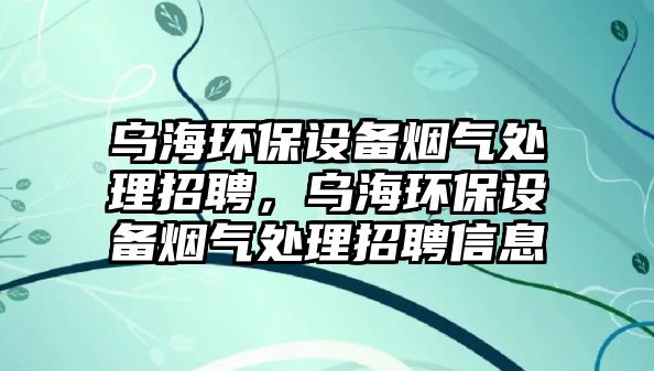 烏海環(huán)保設(shè)備煙氣處理招聘，烏海環(huán)保設(shè)備煙氣處理招聘信息