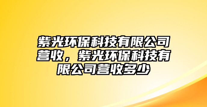 紫光環(huán)保科技有限公司營(yíng)收，紫光環(huán)保科技有限公司營(yíng)收多少