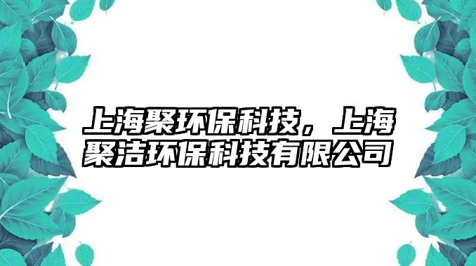 上海聚環(huán)?？萍?，上海聚潔環(huán)保科技有限公司