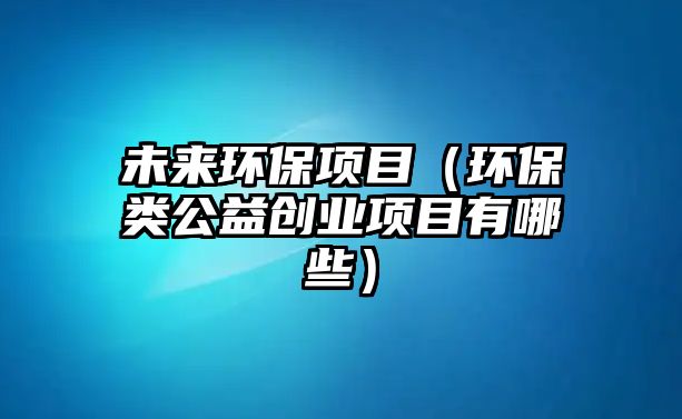 未來環(huán)保項目（環(huán)保類公益創(chuàng)業(yè)項目有哪些）