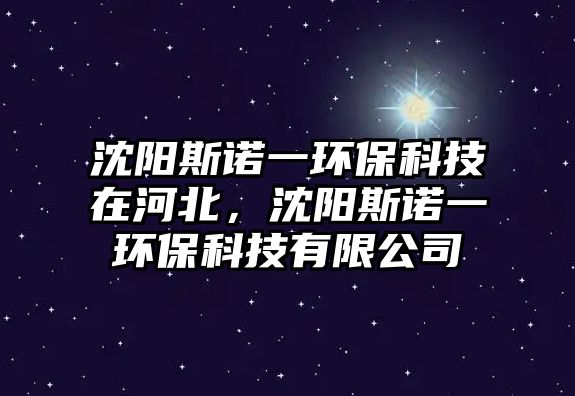 沈陽斯諾一環(huán)?？萍荚诤颖?，沈陽斯諾一環(huán)保科技有限公司