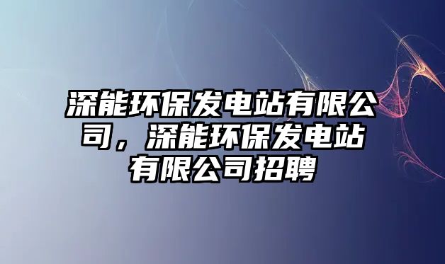 深能環(huán)保發(fā)電站有限公司，深能環(huán)保發(fā)電站有限公司招聘