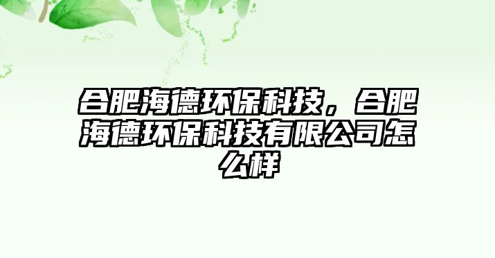 合肥海德環(huán)?？萍迹戏屎５颅h(huán)?？萍加邢薰驹趺礃?/> 
									</a>
									<h4 class=