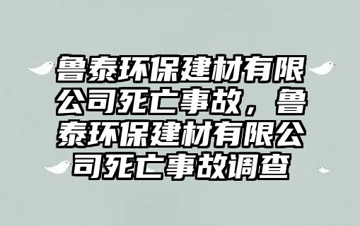 魯泰環(huán)保建材有限公司死亡事故，魯泰環(huán)保建材有限公司死亡事故調(diào)查