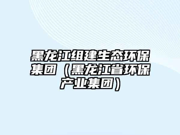 黑龍江組建生態(tài)環(huán)保集團(tuán)（黑龍江省環(huán)保產(chǎn)業(yè)集團(tuán)）