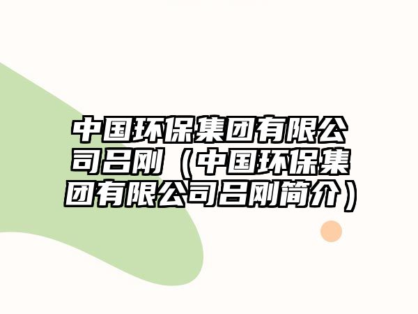 中國環(huán)保集團(tuán)有限公司呂剛（中國環(huán)保集團(tuán)有限公司呂剛簡介）